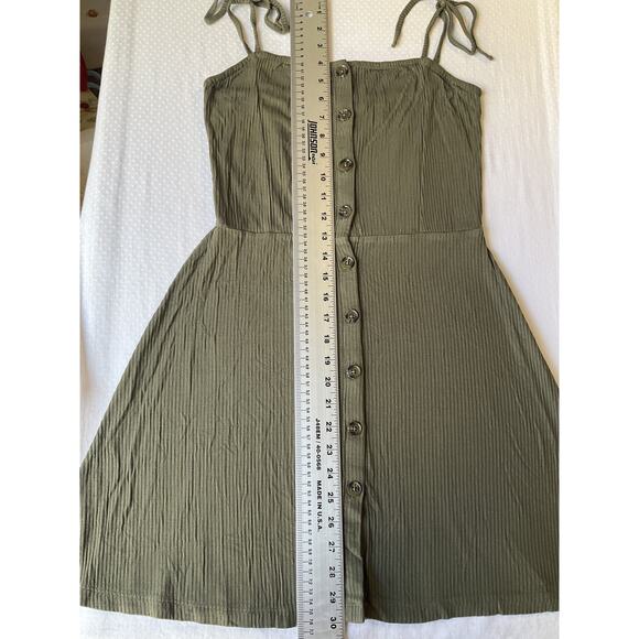 Topshop Women Dress US 4 Olive Green A-Line Button Sleeveless Knee Length - Picture 5 of 7